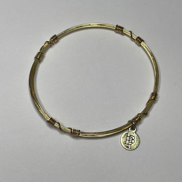 BOURBON & BOWETIES gold tone bracelet bangle COLOR signed jewelry wire wrapped - Picture 1 of 10